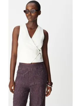 Top de mujer denim con cierre cruzado - IKKS - FashionsVida
