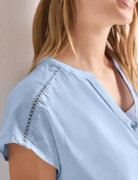 Dropped Shoulder Blusenshirt mit Tape female Blau - Street One - FashionsVida