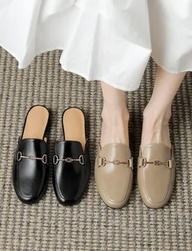 Genuine leather shoes women mules slipper Cover Toe Elegant Slippers summer Simple Casual Loafers - Aliexpress - FashionsVida