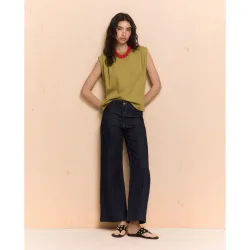 Camiseta confort de mujer con pliegues en los hombros