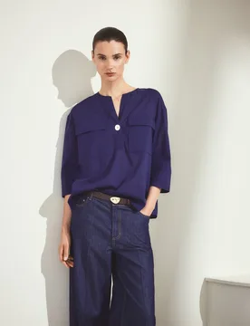 Blusa de mujer con bolsillos y cuello caja - Woman El Corte Inglés - FashionsVida