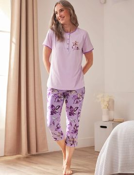 Baumwoll-Schlafanzug 2er-Pack - Flieder - female - Size: 50
