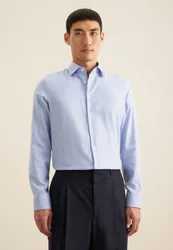 Slim Business Hemd Struktur Blau 37