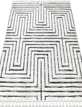 Teppiche Teppich Sevilla Z788b Labyrinth, Griechisch Weiß 80x150 Cm 80x150 Cm