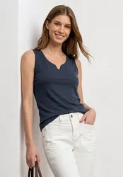 Basic Top mit Herzausschnitt female Blau