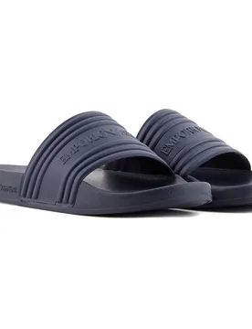Emporio Armani Claquettes Logo Tape Pool Side Navy EU 45 - Giorgio Armani - FashionsVida