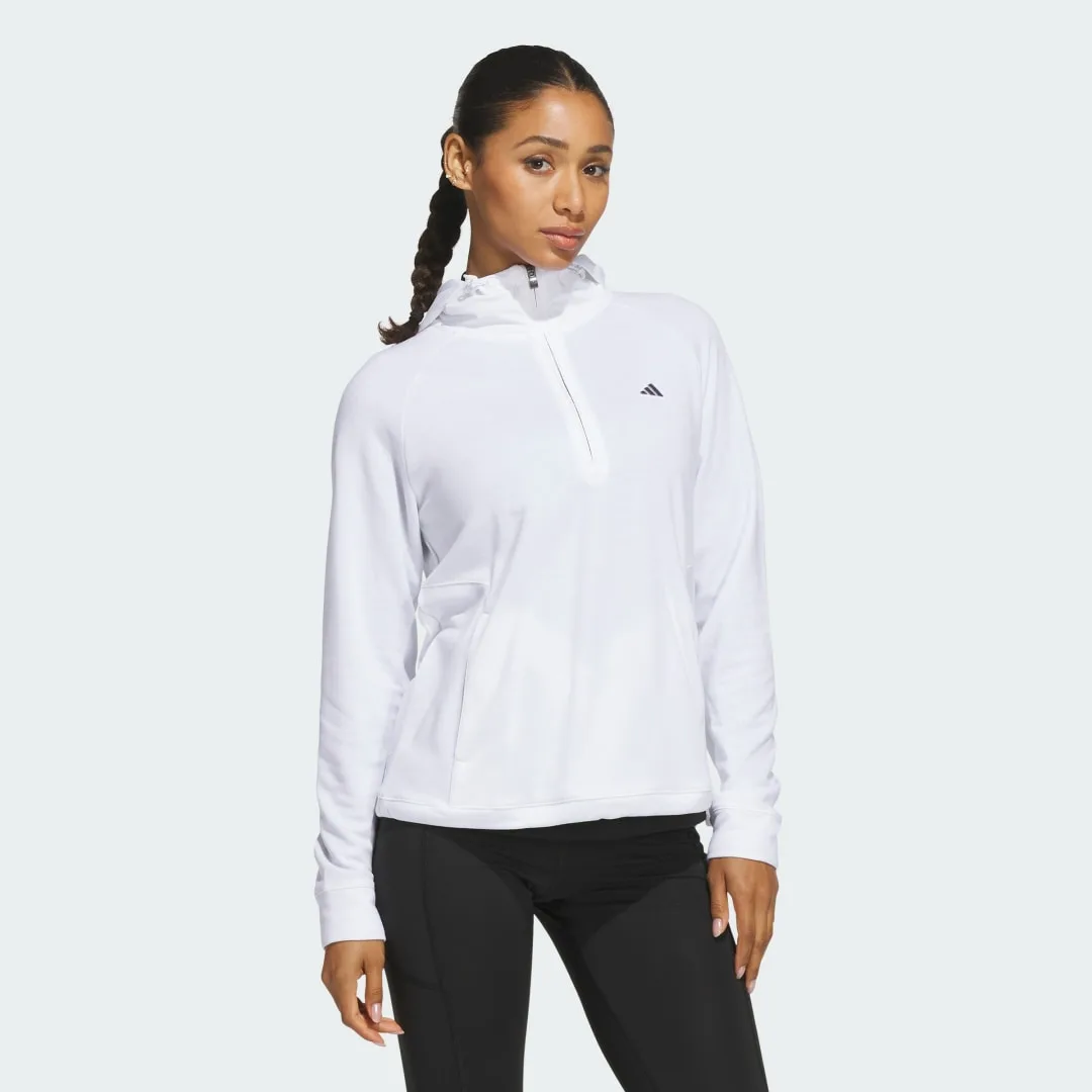 FELPA CON CAPPUCCIO IBRIDA CON ZIP DA Â¼ ULTIMATE365+ COURSE CONTROL Giacca S White - Adidas - FashionsVida