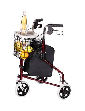 Rad Rollator Tri Walker für innen & außen, faltbar, leicht rot schwarz