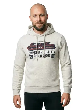 Felpa Con Cappuccio Logo 2 Col White Melange M