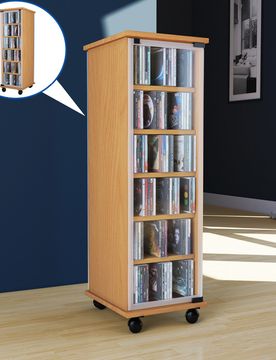 CD/DVD-Turm "Valenza" drehbar für 300 CDs Buche