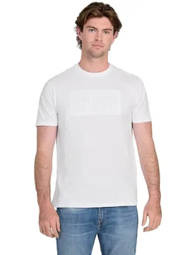 Maglietta A Maniche Corte Basic Gueembossed Logo Pure White 2XL - Guess - FashionsVida