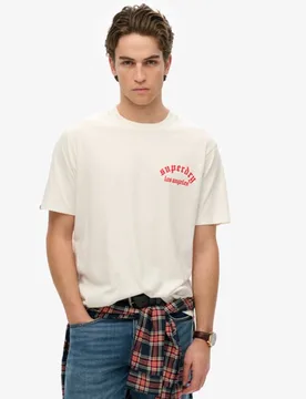 Superdry Herren Neo Trad Locker Geschnittenes T-shirt mit Tattoo-grafik Weiß - Größe: M - 39.99 - FashionsVida