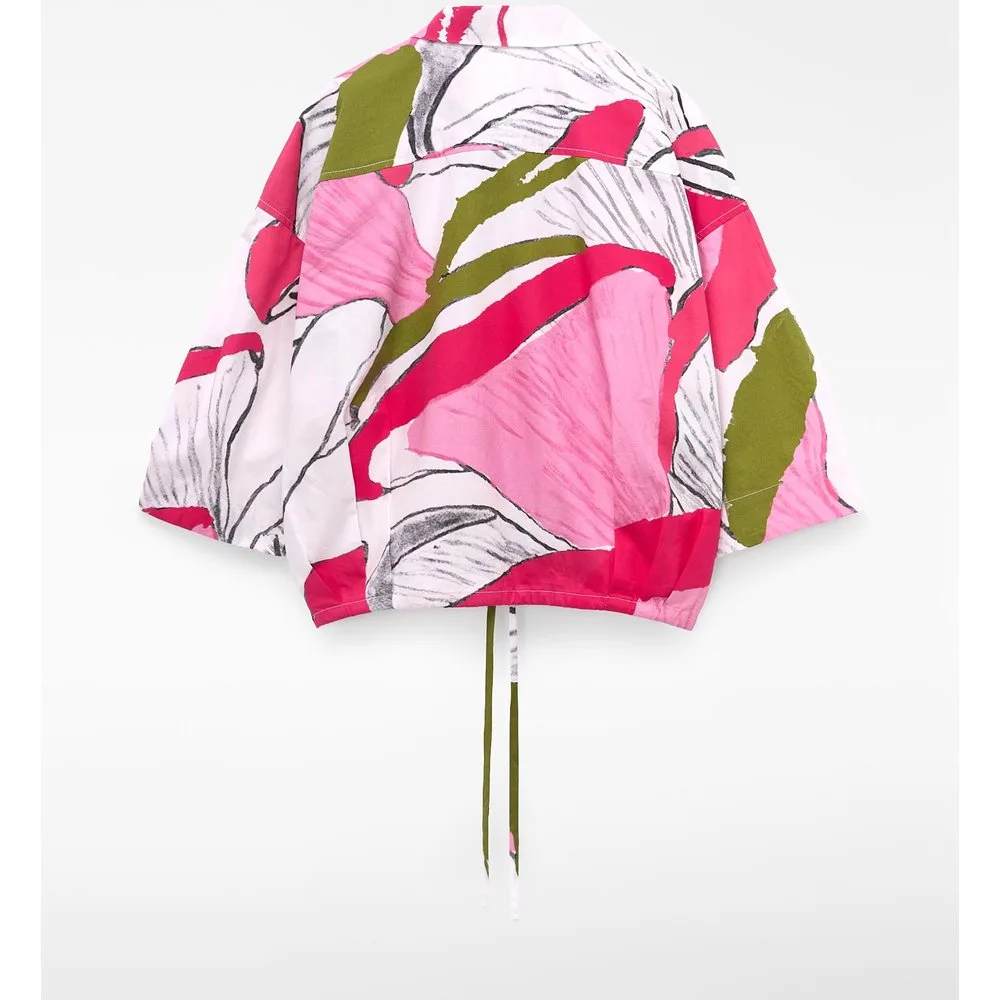 Camisa de mujer de manga corta boxy estampada - Adolfo Dominguez - FashionsVida