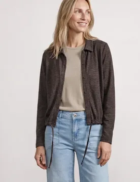Leichte Langarm Jacke in Leinen-Optik female Braun - Street One - FashionsVida