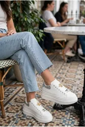 Sloane White Platform Trainers - Natural White - Size: 5