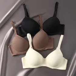 Conjunto de 3 piezas de bralette sin aros (Rosa polvoriento + Gris carbón + Albaricoque)
