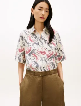 Camisa de mujer de lino y estampado de leopardos - Tommy Hilfiger - FashionsVida