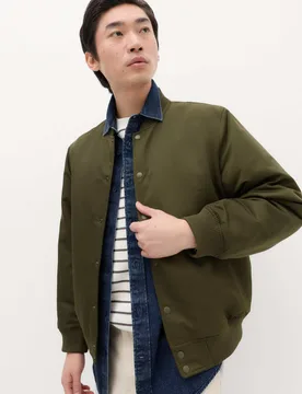 Satin Bomber Jacket Dark Khaki male - M&S - FashionsVida