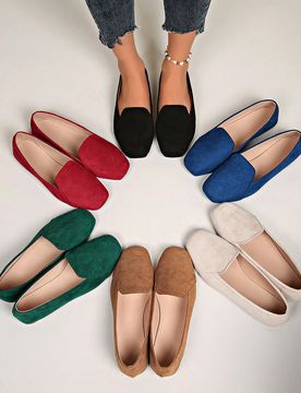 Nuevos zapatos planos de mujer de punta cuadrada con suela blanda, zapatos de mujer de otoño de estilo versátil y elegante con diseño retro al esti