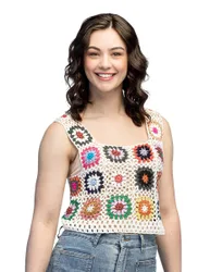 Hippie Häkel-Top mit Blumenmuster Erwachsene