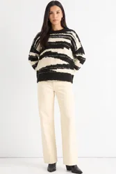Women's Black Abstract Oversized Knit Jumper Size: Small/Medium - Multicolor - Size: S/M