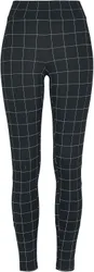 Leggings - Ladies Check High Waist Leggings - XS bis L - für Damen - Größe L - schwarz/weiß - Frauen - female