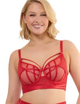 Women's Eddie Ruby Red Crossover 'Balconette Bra' Size: 42GG - Red - Size: 42GG - Playful Promises - FashionsVida
