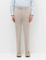 Slim Fit Linen Blend Stretch Suit Trousers Brown Mix male