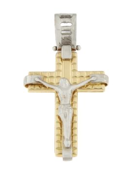 Croce Uomo Oro Giallo Bianco GL100524