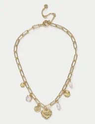 K Gold Plated Heart Charm Necklace Gold female
