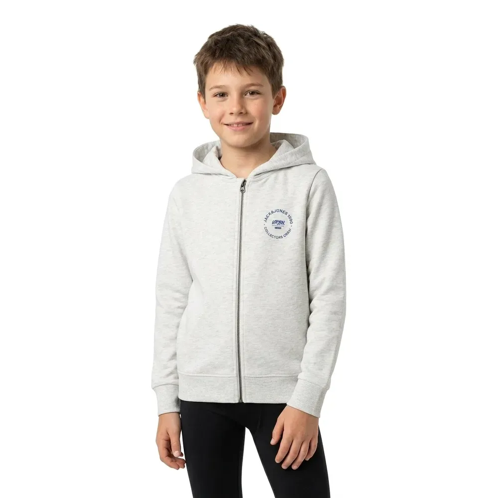 Sweat-shirt à Zip Simon White Melange 14 Années Garçon - Jack & jones - FashionsVida