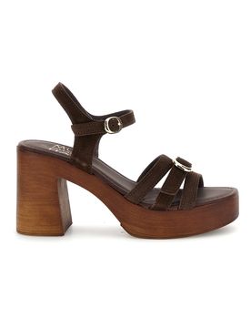 Sandalo marrone in pelle con tacco Must Have 11886 38