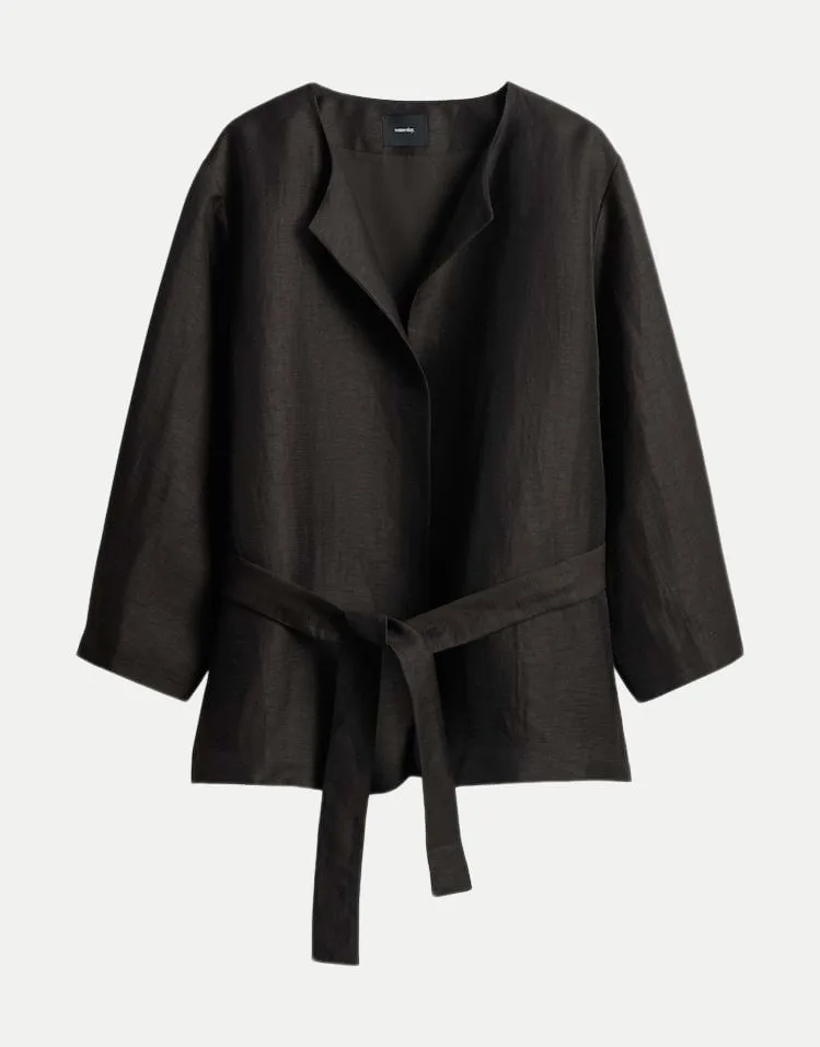 Leinenblazer mit Gürtel Narell Schwarz 36 - someday - FashionsVida