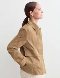 Suede Trucker Short Jacket Camel female