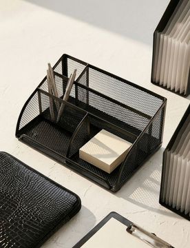 Organizer da scrivania con scomparti - nero