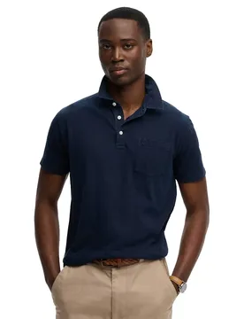 Polo à Manches Courtes Classic Cotton Linen Hampton Navy S - Superdry - FashionsVida