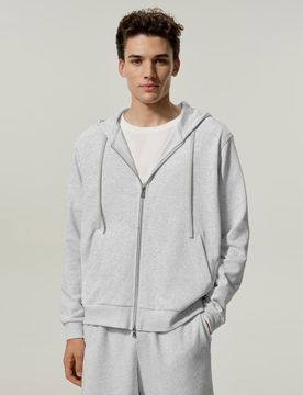 Felpa Uomo in Seta e Cotone con Cappuccio e Cerniera | Husky XL