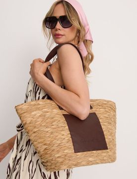Grande borsa a spalla intrecciata - beige