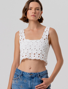 Fracomina top in pizzo donna crema
