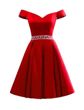 Lace V-Neck Short Prom Dresses Satin Beaded Zipper Mini Formal Evening Bridesmaid Party Gown Robe De Soiree HC48 - Aliexpress - FashionsVida