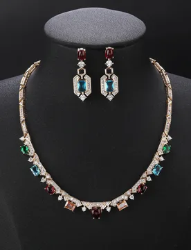 High Quality Colorful Cubic Zirconia Brides Wedding Necklace Earrings Set Lady Party Accessories CN11600 - Aliexpress - FashionsVida