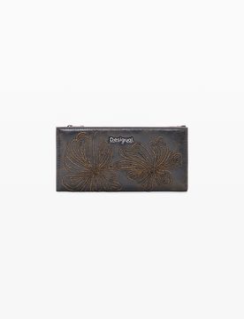 Monedero Bordado Grande, Mujer, Poliuretano, MarróN, U