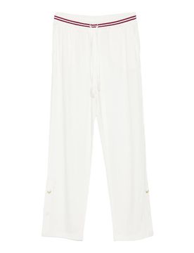 Pantaloni Casual Bianchi Con Dettagli Rossi