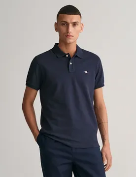 Polo à Manches Courtes Slim Shield Evening Blue 2XL