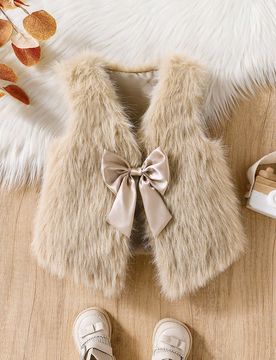 Chaleco con decoración de lazo suave para niña, adecuado para uso casual, de moda y elegante para el día a día