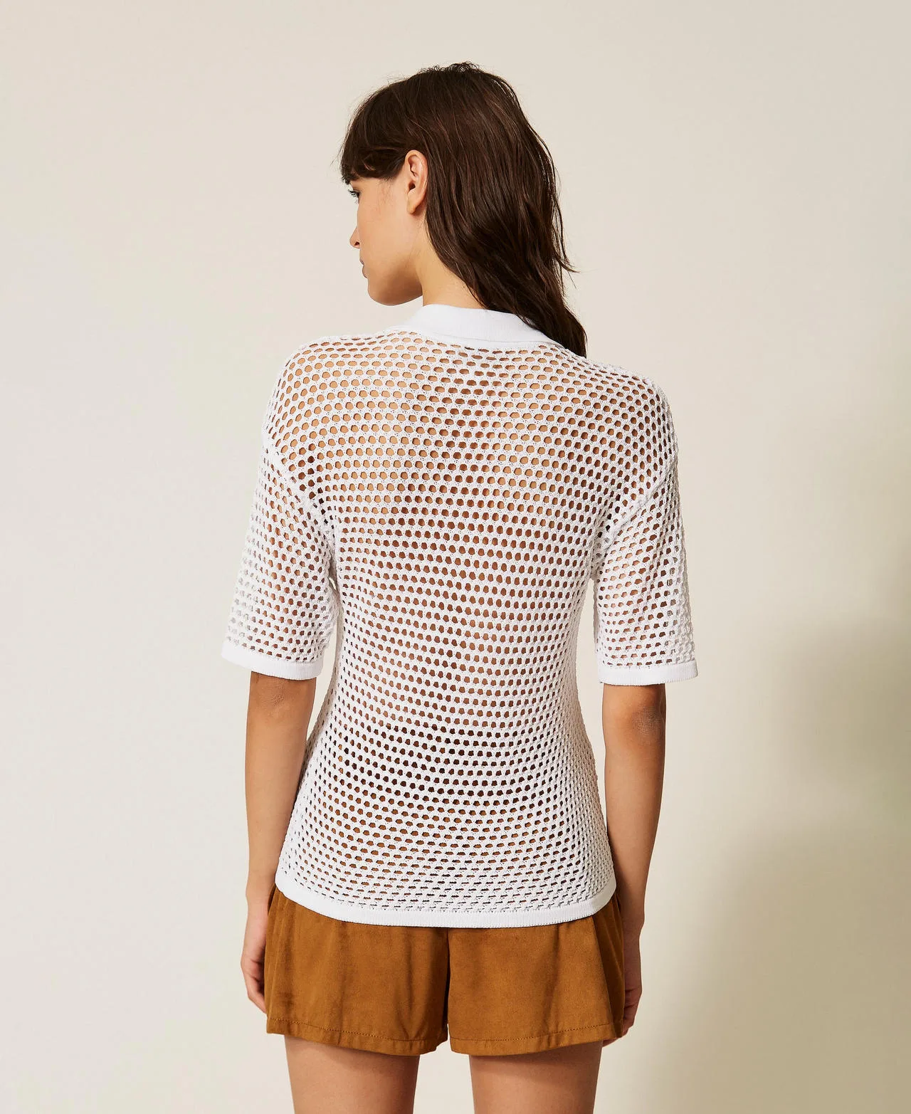 Pull polo avec maille point filet - Actitude by Twinset - FashionsVida