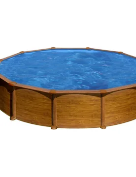 Piscina acero redonda imitación madera 550 x 132 cm - GRE - FashionsVida