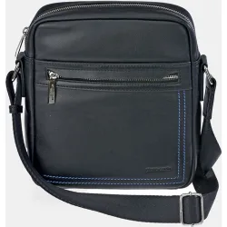 Bolso cruzar hombre en piel color con costuras azules