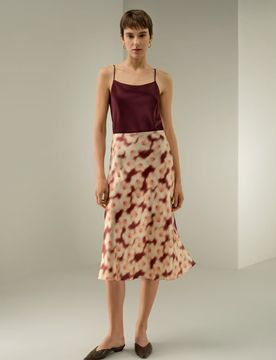 Jupe En Soie Jupe Midi Parfaite Pour Un Style Printanier 100% Soie De Mûrier Simple Et Classique 38