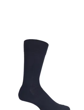 Pair Dark Navy Cool 24/7 Cotton Socks Men's 13-14.5 Mens - - Blue - Size: 13-14.5 Mens - Falke - FashionsVida